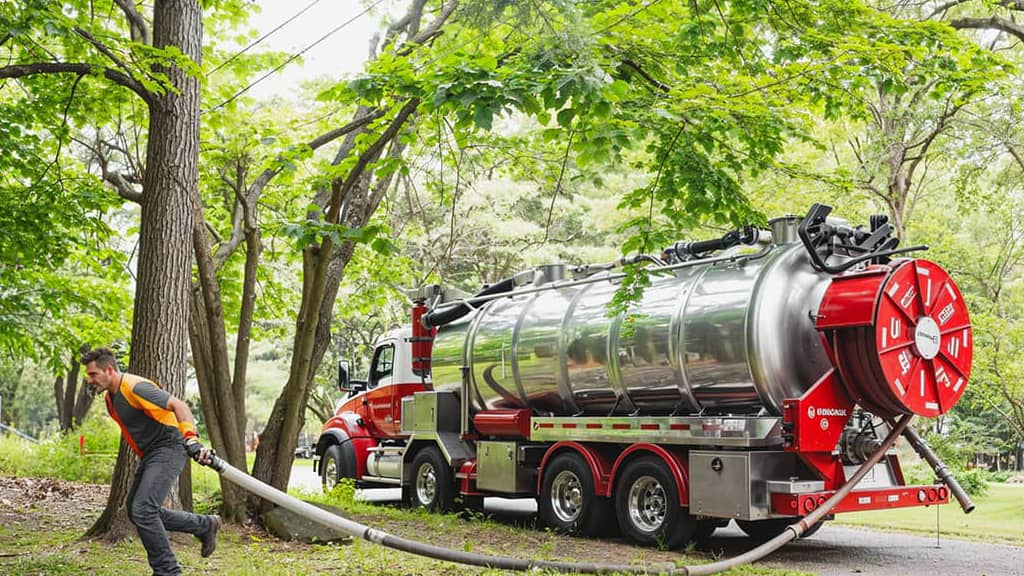 camion pompe dans le parc nettoyage